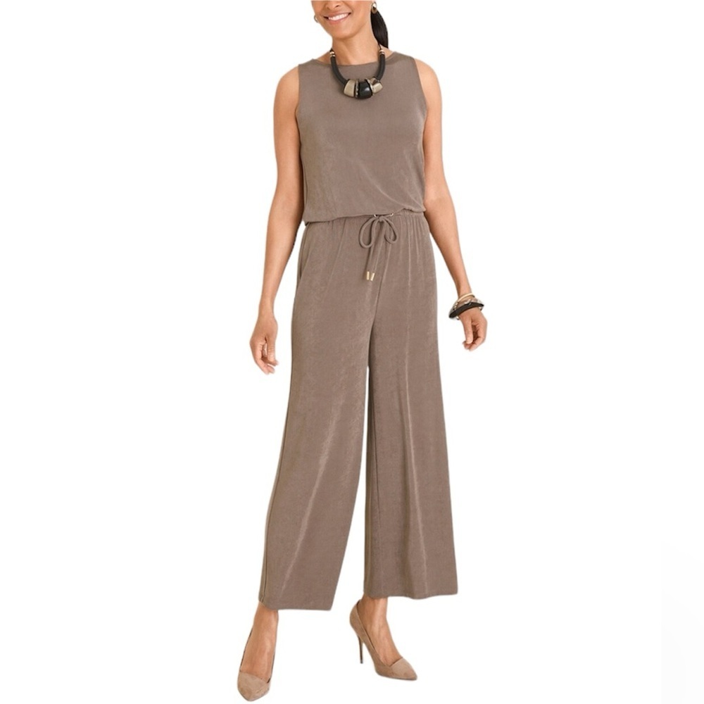 Chico’s TRAVELERS CLASSIC Tie-Waist Jumpsuit Size Large